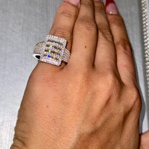 14k Gold Vermeil VVS Mens Iced GRA Certified Moissanite Diamond Ring PASS Tester - Picture 3 of 6